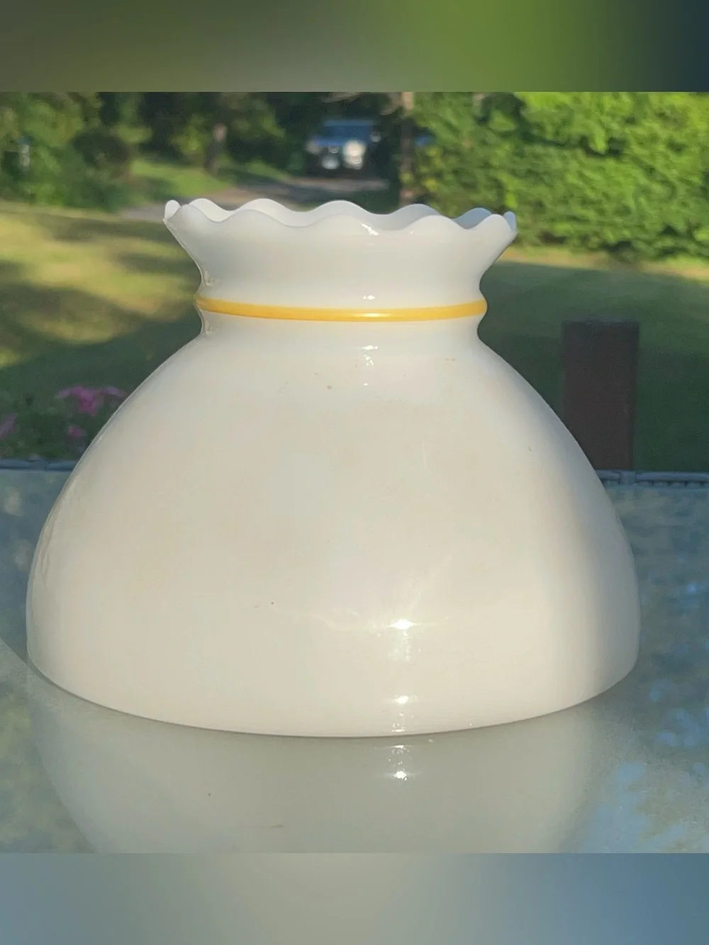Vintage Floral Milk Glass Hurricane Lamp Shade